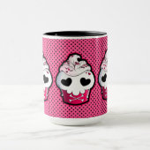 ピンクのスカルのカップケーキ マグカップ (中央)