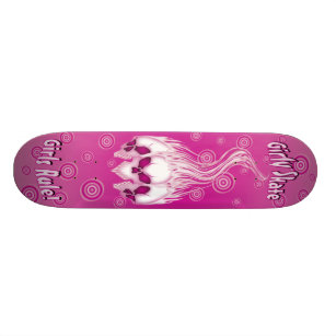 ピンクのスカルのスケートボード スケートボード