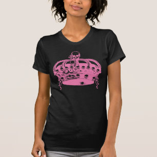 ピンクのスカルの王冠 Tシャツ