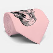 ピンクのスカルの首のタイ ネクタイ (ロール)