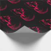 ピンクのスカルスケッチパターン ラッピングペーパー (角)