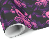 ピンクのスカルデザイナー包装紙 ラッピングペーパー (ロールコーナー)