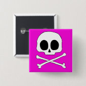 ピンクのスカルボタン 缶バッジ (正面&裏面)