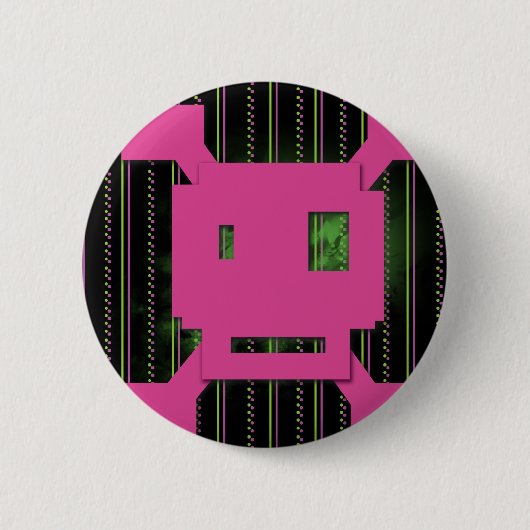 ピンクのスカル 缶バッジ (正面)