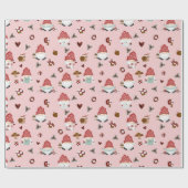 ピンクのスカンジクリスマスグノーミー ラッピングペーパー (フラット)