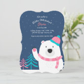 ピンクのスカーフのクマの招待状 招待状 (スタンド正面)