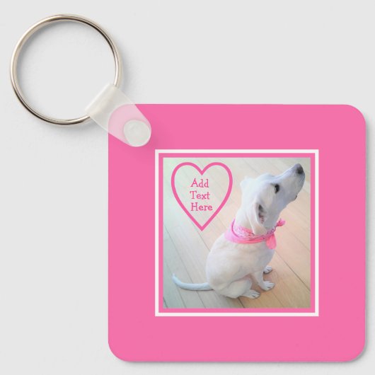 ピンクのスカーフをした可愛い犬の母の日の写真 キーホルダー (正面)