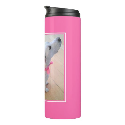 ピンクのスカーフをした可愛い犬の母の日の写真 タンブラー (回転右)