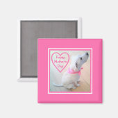 ピンクのスカーフをした可愛い犬の母の日の写真 マグネット (正面/裏面)