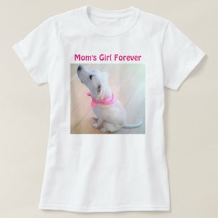 ピンクのスカーフを着たかわいい白犬お母さんの日T-S Tシャツ