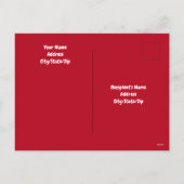 ピンクのスカーフを着た可愛い白犬レッドクリスマス シーズンポストカード (裏面)