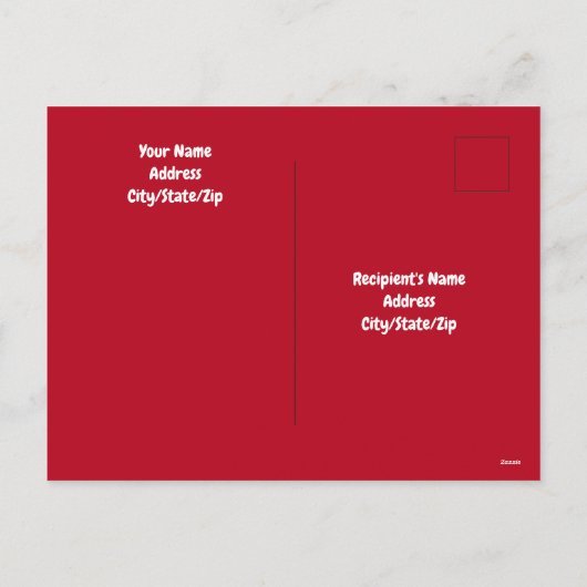 ピンクのスカーフを着た可愛い白犬レッドクリスマス シーズンポストカード (裏面)