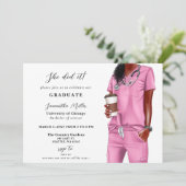 ピンクのスクラブナース写真彼女はそれを卒業した 招待状 (スタンド正面)