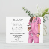 ピンクのスクラブナース写真彼女はそれを卒業した 招待状 (スタンド正面)