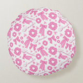 ピンクのスクランチパターン かわいい髪アクセサリー ラウンドクッション (裏面)