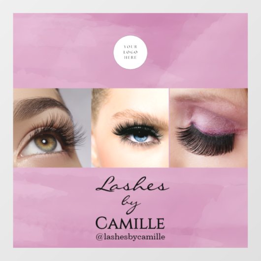 ピンクのスクリプトロゴ写真メイクスタジオ窓 ウィンドウサイン (シート)