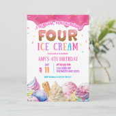 ピンクのスクリーム4 アイスクリーム バースデーパーティー 招待状 (スタンド正面)