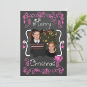 ピンクのスクロカスタマイズール写真ホリデーカード シーズンカード (スタンド正面)