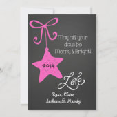 ピンクのスクロカスタマイズール写真ホリデーカード シーズンカード (裏面)