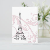 ピンクのスクロールとエッフェル塔 招待状 (スタンド正面)