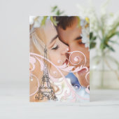 ピンクのスクロールとエッフェル塔 招待状 (スタンド正面)