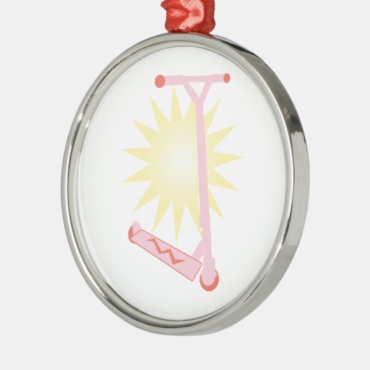 ピンクのスクーター メタルオーナメント (左)