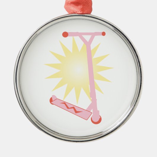 ピンクのスクーター メタルオーナメント (正面)