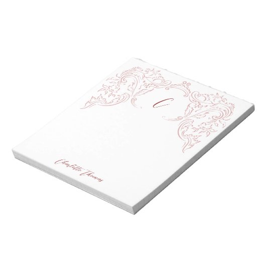 ピンクのスケッチヴィンテージフローリッシュモノグラム文房具 ノートパッド (回転)