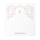 ピンクのスケッチヴィンテージフローリッシュモノグラム文房具 ノートパッド (正面)