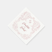 ピンクのスケッチヴィンテージフローリッシュモノグラム結婚ズ スタンダードカクテルナプキン (角)