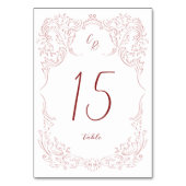 ピンクのスケッチヴィンテージフローリッシュモノグラム結婚ズ テーブルナンバー (裏面)