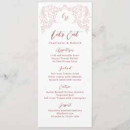 ピンクのスケッチヴィンテージフローリッシュモノグラム結婚ズ メニュー