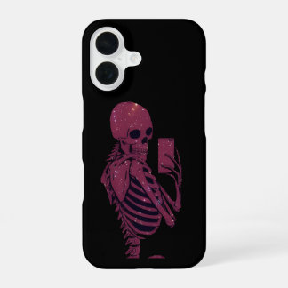 ピンクのスケルトンの自撮り iPhone 16ケース