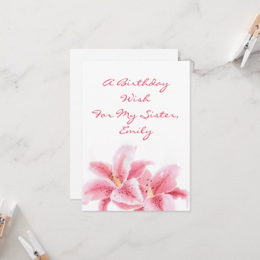 ピンクのスズメユリ カード (正面/裏面インサイチュ)