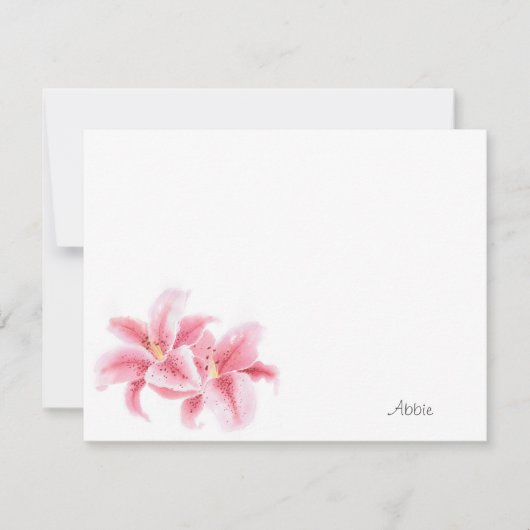 ピンクのスズメユリ ノートカード (正面)
