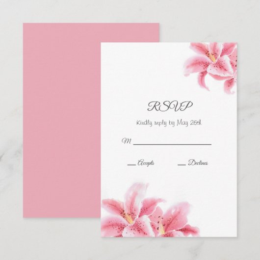 ピンクのスズメユリ 出欠カード (正面/裏面)