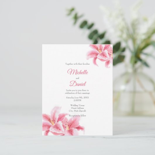 ピンクのスズメユリ 招待状 (スタンド正面)