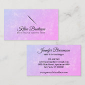 ピンクのスタイリッシュな針と糸の裁縫 名刺 (正面/裏面)