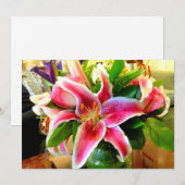 ピンクのスタガーリリーの招待状 招待状 (正面/裏面)