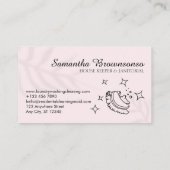 ピンクのスターバブル洗浄ブラシ清掃員メイド 名刺 (裏面)