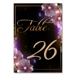 ピンクのスターライトの花/金ゴールドトリム テーブルナンバー