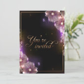 ピンクのスターライトの花/金ゴールドトリム 招待状 (スタンド正面)