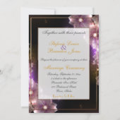 ピンクのスターライトの花/金ゴールドトリム 招待状 (裏面)