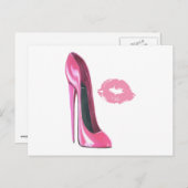 ピンクのスティレットとピンクの唇 ポストカード (正面/裏面)
