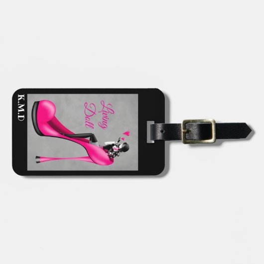 ピンクのスティレットにファッショナブルな女性の荷物タグ ラゲッジタグ (正面横)