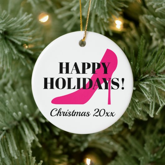 ピンクのスティレットクリスマスツリーオーナメントギフト セラミックオーナメント (ツリー)