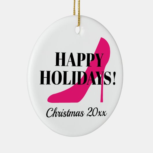 ピンクのスティレットクリスマスツリーオーナメントギフト セラミックオーナメント (右)
