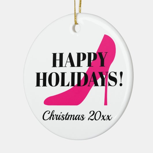 ピンクのスティレットクリスマスツリーオーナメントギフト セラミックオーナメント (左)