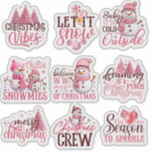 ピンクのステッカーのクリスマス シール (正面)