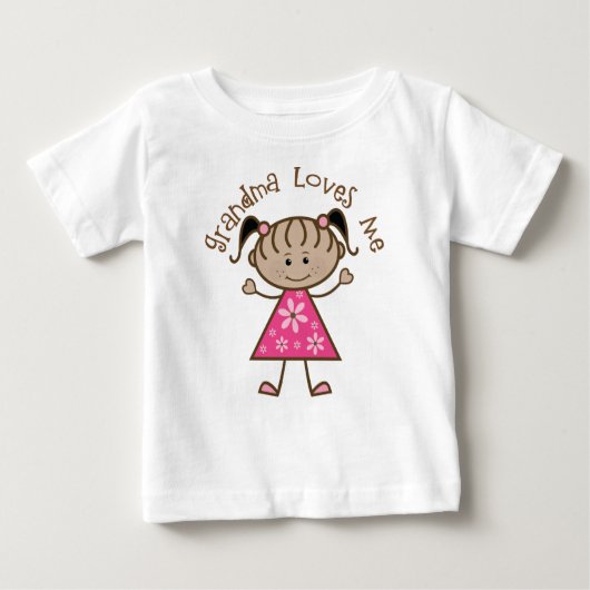 ピンクのステッキの女の子おばあちゃんが私を愛している ベビーTシャツ (正面)